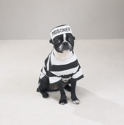 Prison Pooch Costume for Dogs, 16" Medium, Black and White
