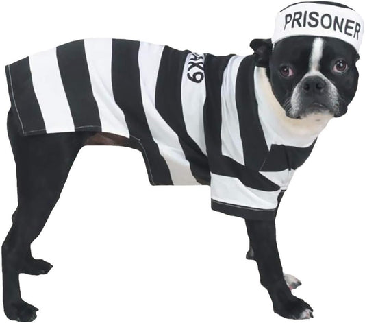 Prison Pooch Costume for Dogs, 16" Medium, Black and White
